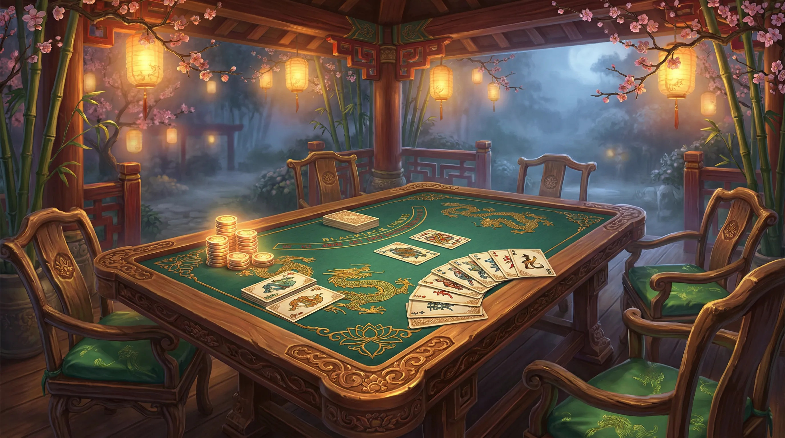 Mesa de blackjack 21 pontos no cassino hh55bet